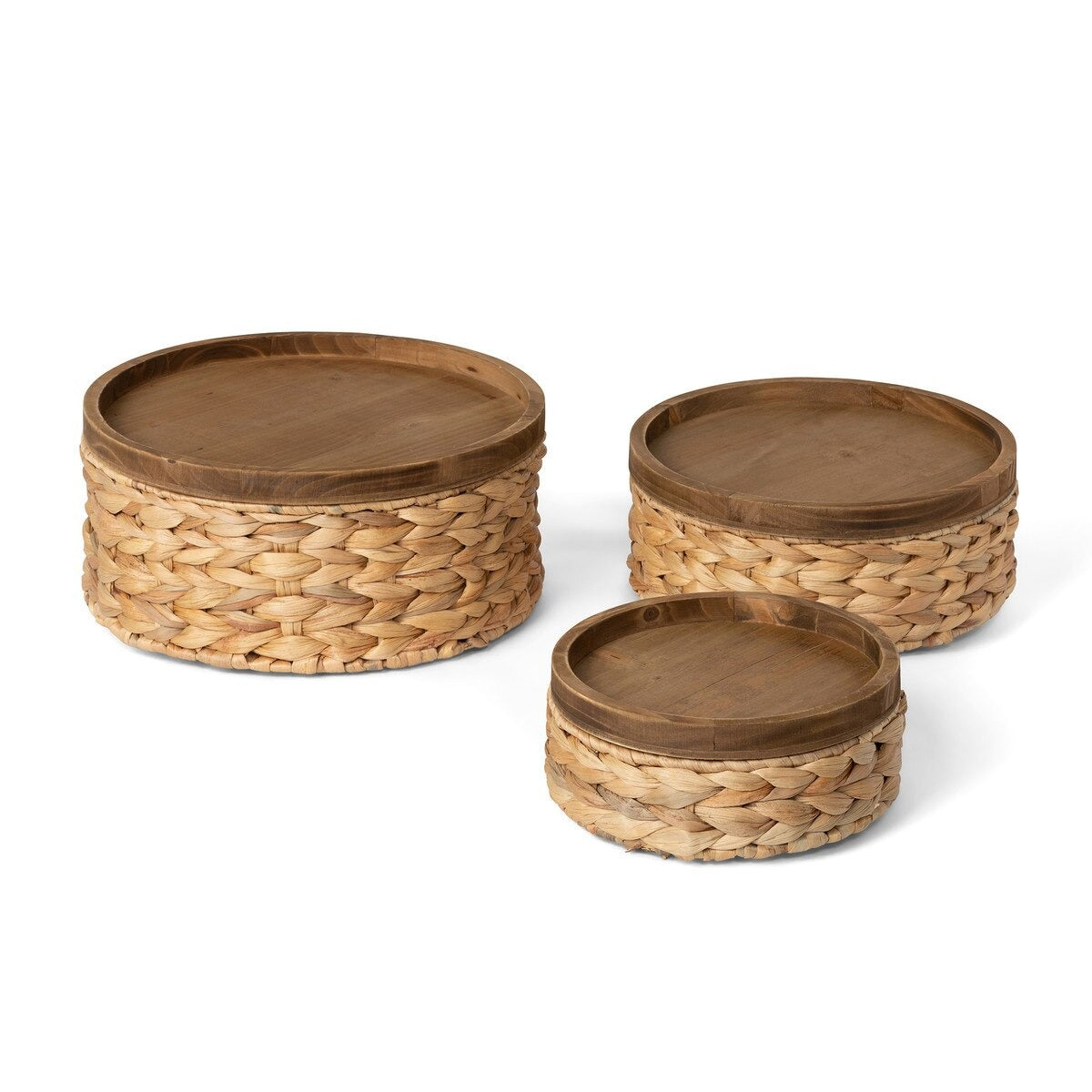 Woven Water Hyacinth Round Storage Basket (Set of 3)