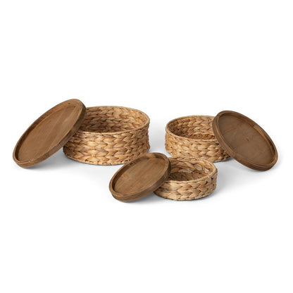Woven Water Hyacinth Round Storage Basket (Set of 3)