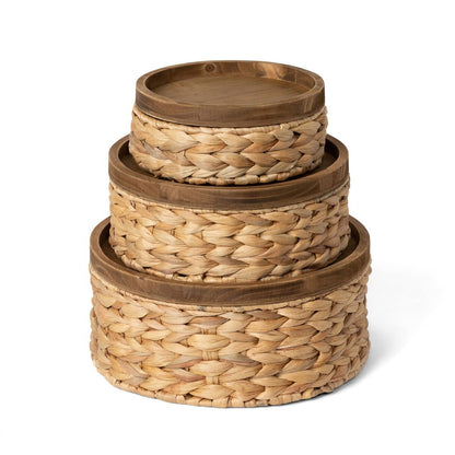 Woven Water Hyacinth Round Storage Basket (Set of 3)