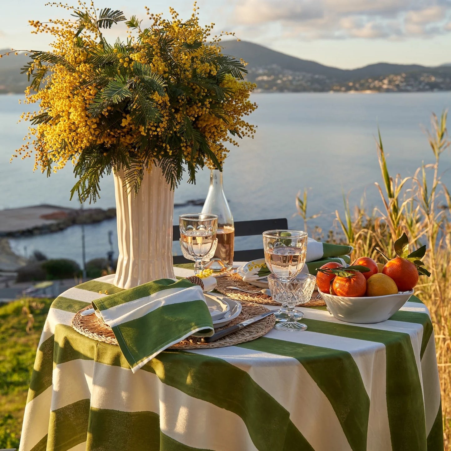 French Tablecloth St. Tropez Vert Stripes