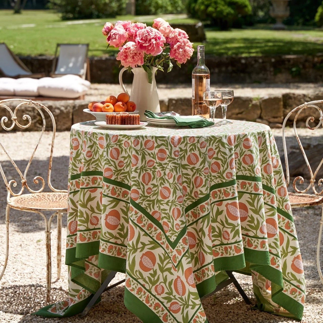 French Tablecloth Grenadine Orange & Green-Out of Stock