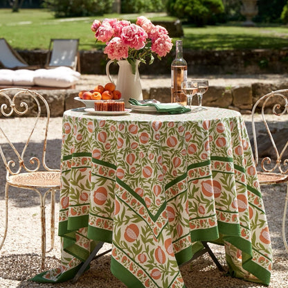 French Tablecloth Grenadine Orange & Green-Out of Stock