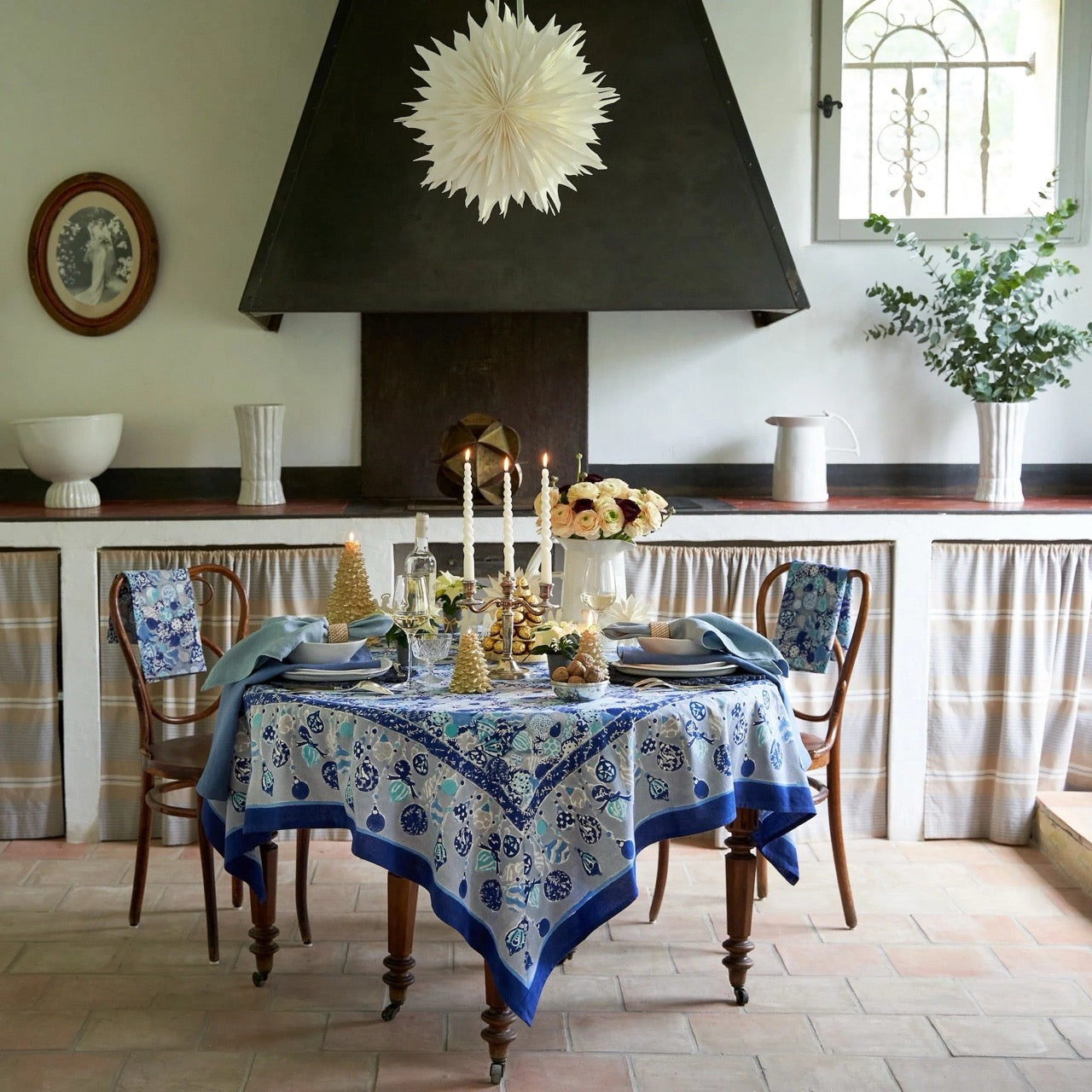 French Tablecloth Ornaments Blue - Out of Stock