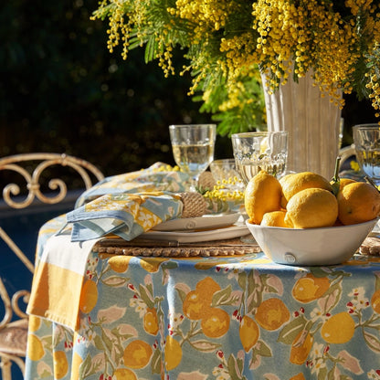 French Tablecloth Citron Bleu & Yellow