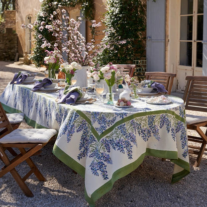 French Tablecloth Wisteria Green & Blue