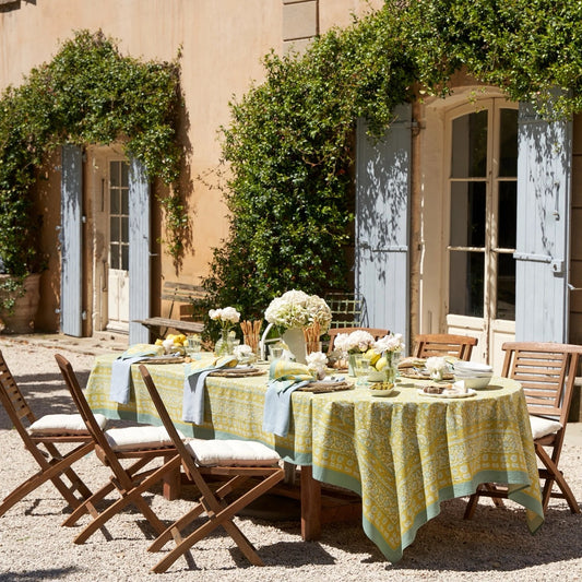 -French Tablecloth La Mer Aqua & Citrine-Out of Stock