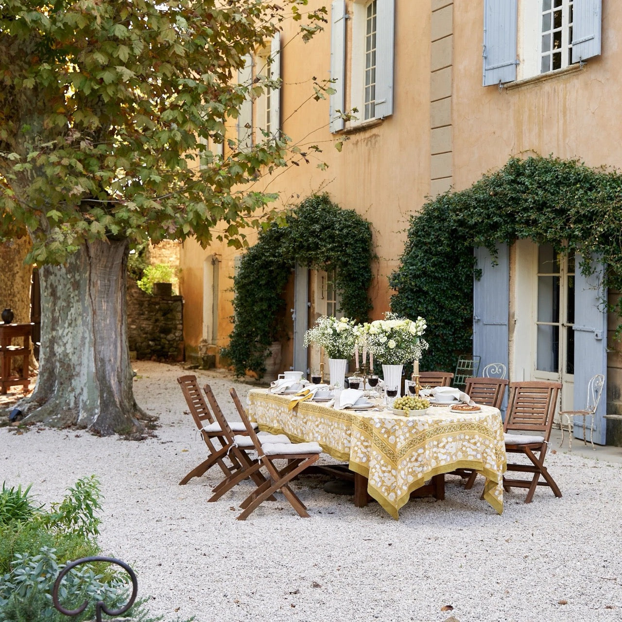 French Tablecloth Forest Harvest Grey & Mustard