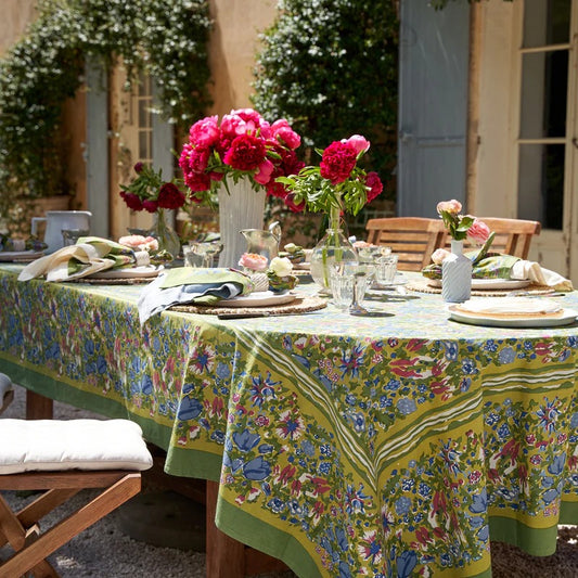French Tablecloth Jardin Blue & Vert