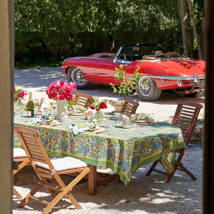 French Tablecloth Jardin Blue & Vert