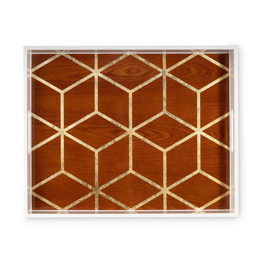 Balboa Bay Lacquered Decorative Tray, Silk Linen