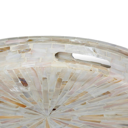 Capraia Coast Round Decorative Trays, Mother of Pearl, Set of 2