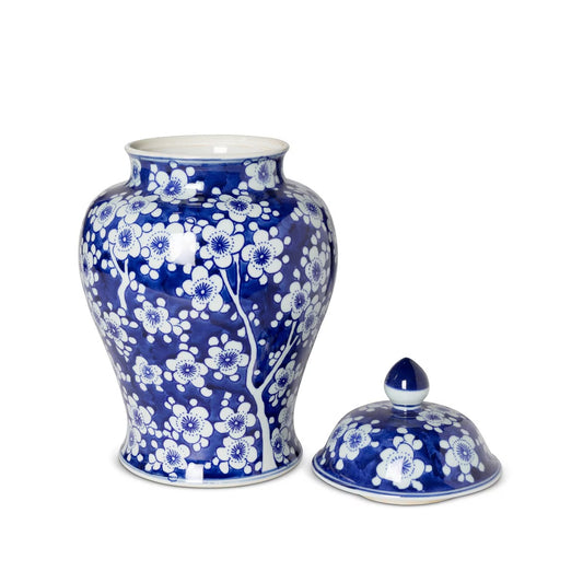 Imperial Ceramic Floral Ginger Jar, Blue and White, Large