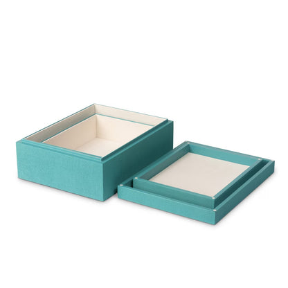 St. Tropez Decorative Boxes, Set of 2, Emerald Shores