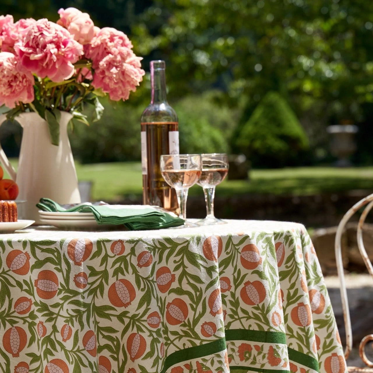 French Tablecloth Grenadine Orange & Green-Out of Stock
