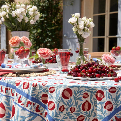 French Tablecloth Grenadine Red & Blue