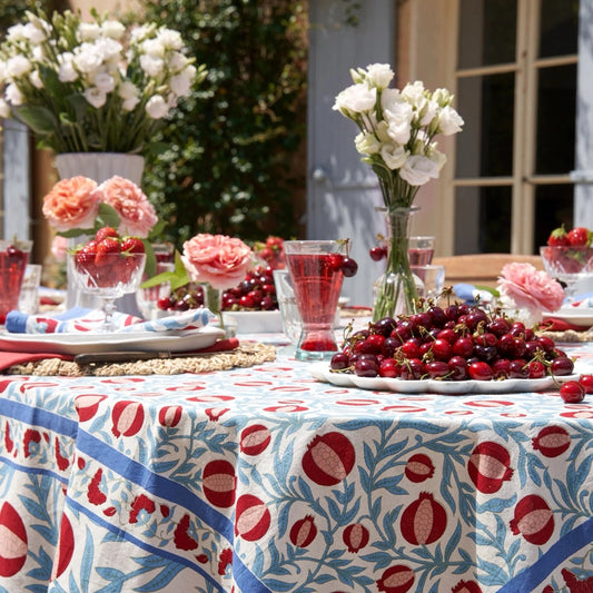 French Tablecloth Grenadine Red & Blue