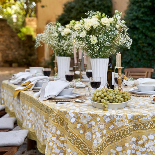 French Tablecloth Forest Harvest Grey & Mustard