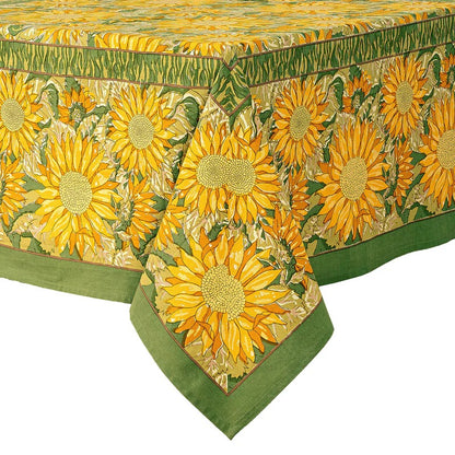 Tablecloth with sunflower pattern on a white background