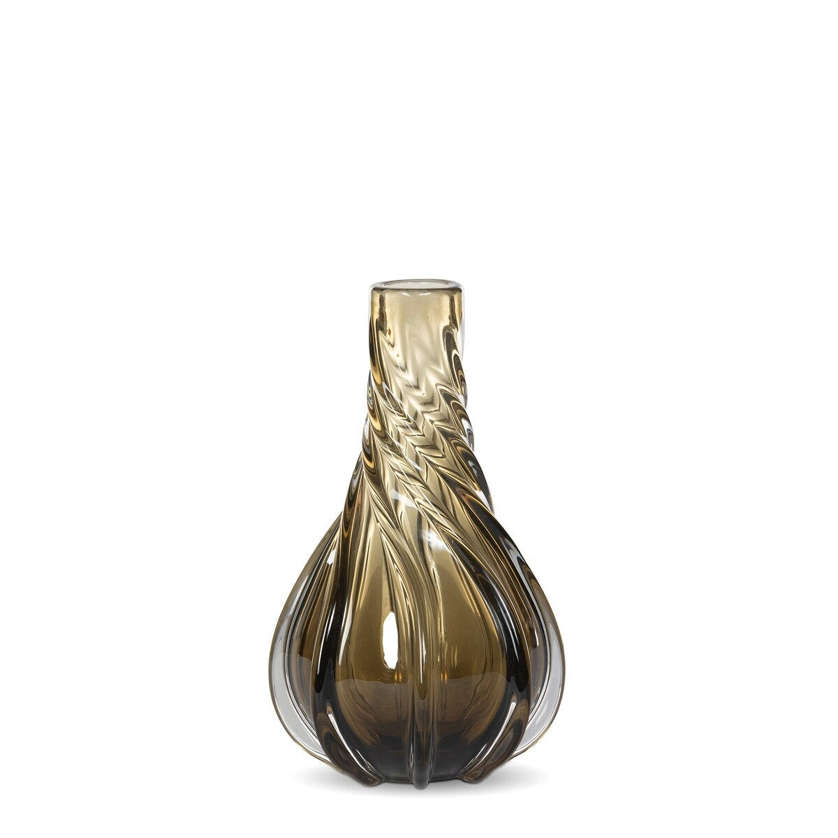 Twirl Glass Vase, Amber, Small