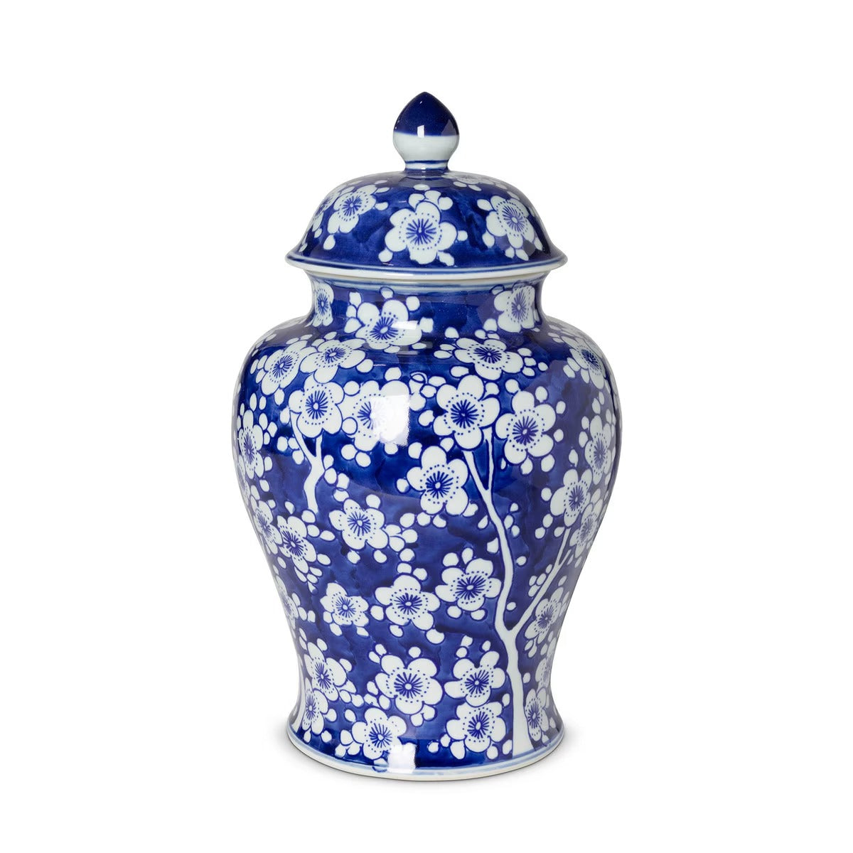 Imperial Ceramic Floral Ginger Jar, Blue and White, Large
