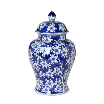 Imperial Ceramic Floral Ginger Jar, Blue and White, Large