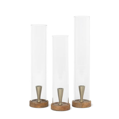 Harrison Candle Holder, Mango Wood, Set of 3