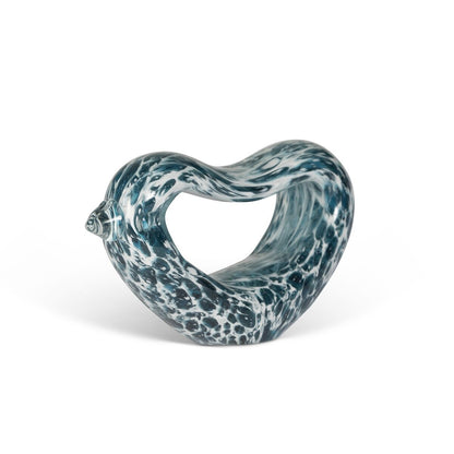 Marble-patterned heart-shaped object on a white background