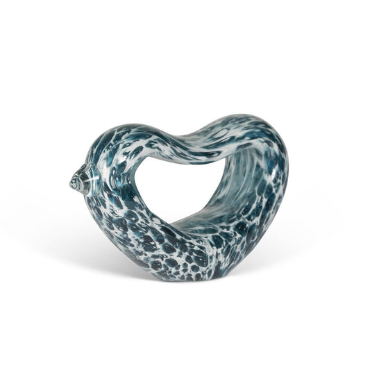 Marble-patterned heart-shaped object on a white background