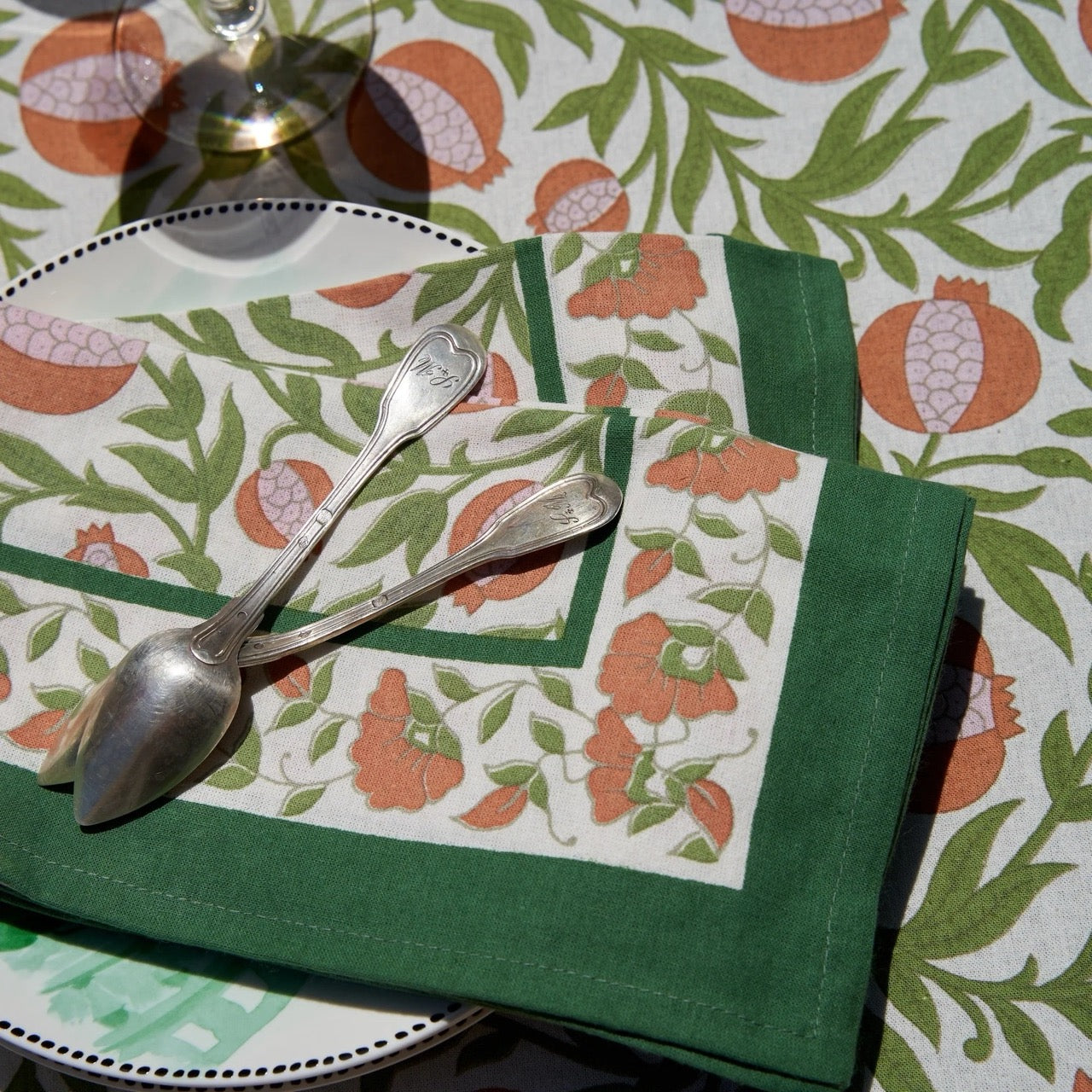 French Tablecloth Grenadine Orange & Green-Out of Stock