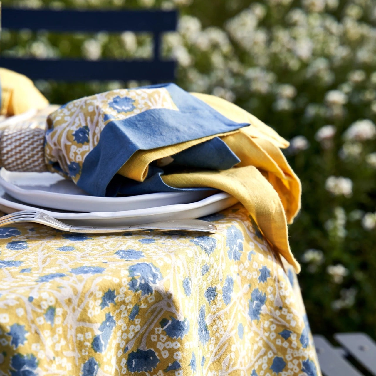 French Tablecloth Meadows Blue & Green