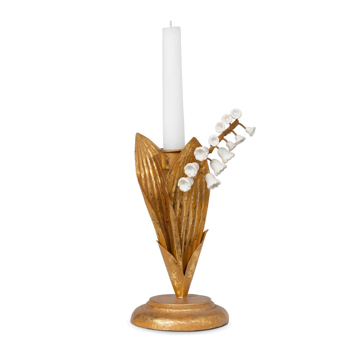 Hand Embossed Lily of the Valley Candle Holder, 7"