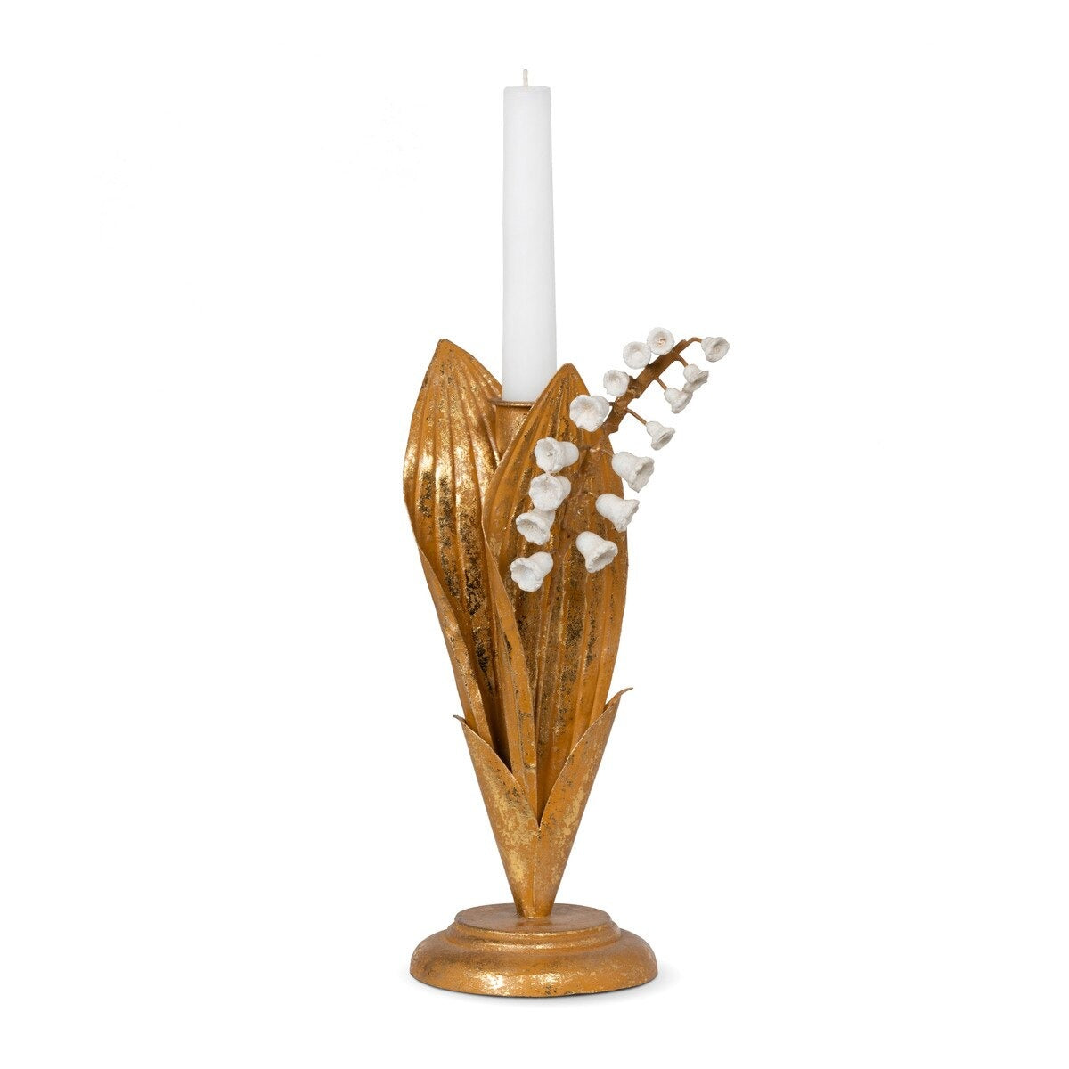Hand Embossed Lily of the Valley Candle Holder, 10"