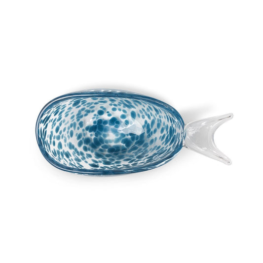 Seaside Glass Fish Bowl, Navy Blue, Small