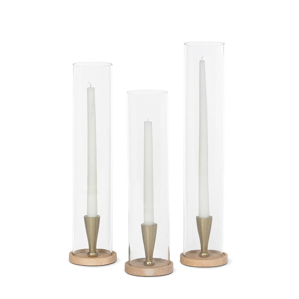 Harrison Candle Holder, Travertine, Set of 3