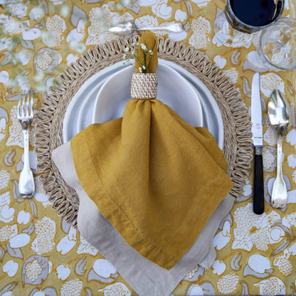 French Tablecloth Forest Harvest Grey & Mustard