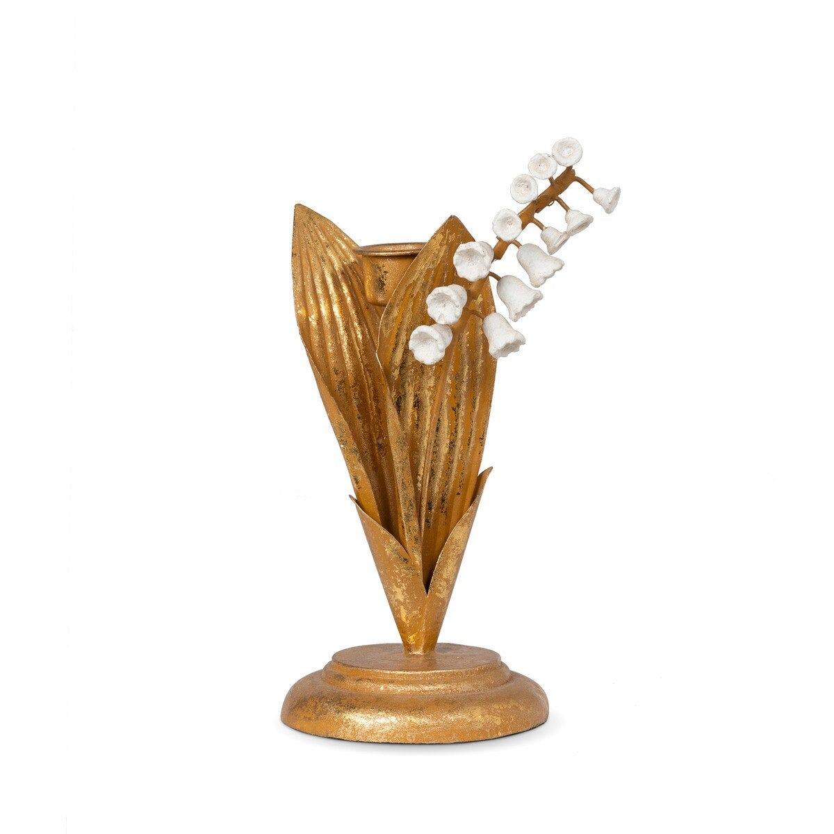 Hand Embossed Lily of the Valley Candle Holder, 7"