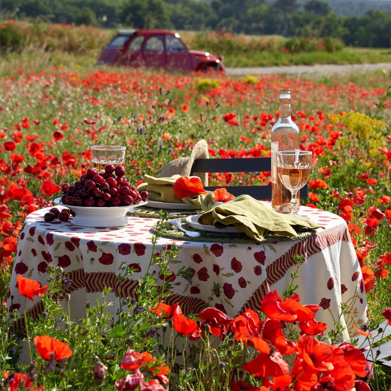 French Tablecloth Poppies