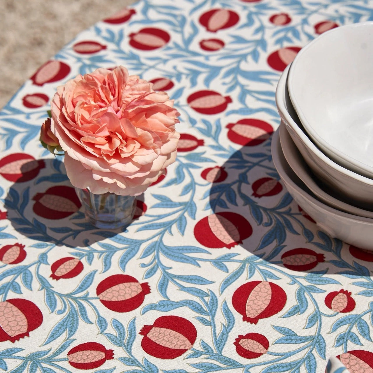 French Tablecloth Grenadine Red & Blue
