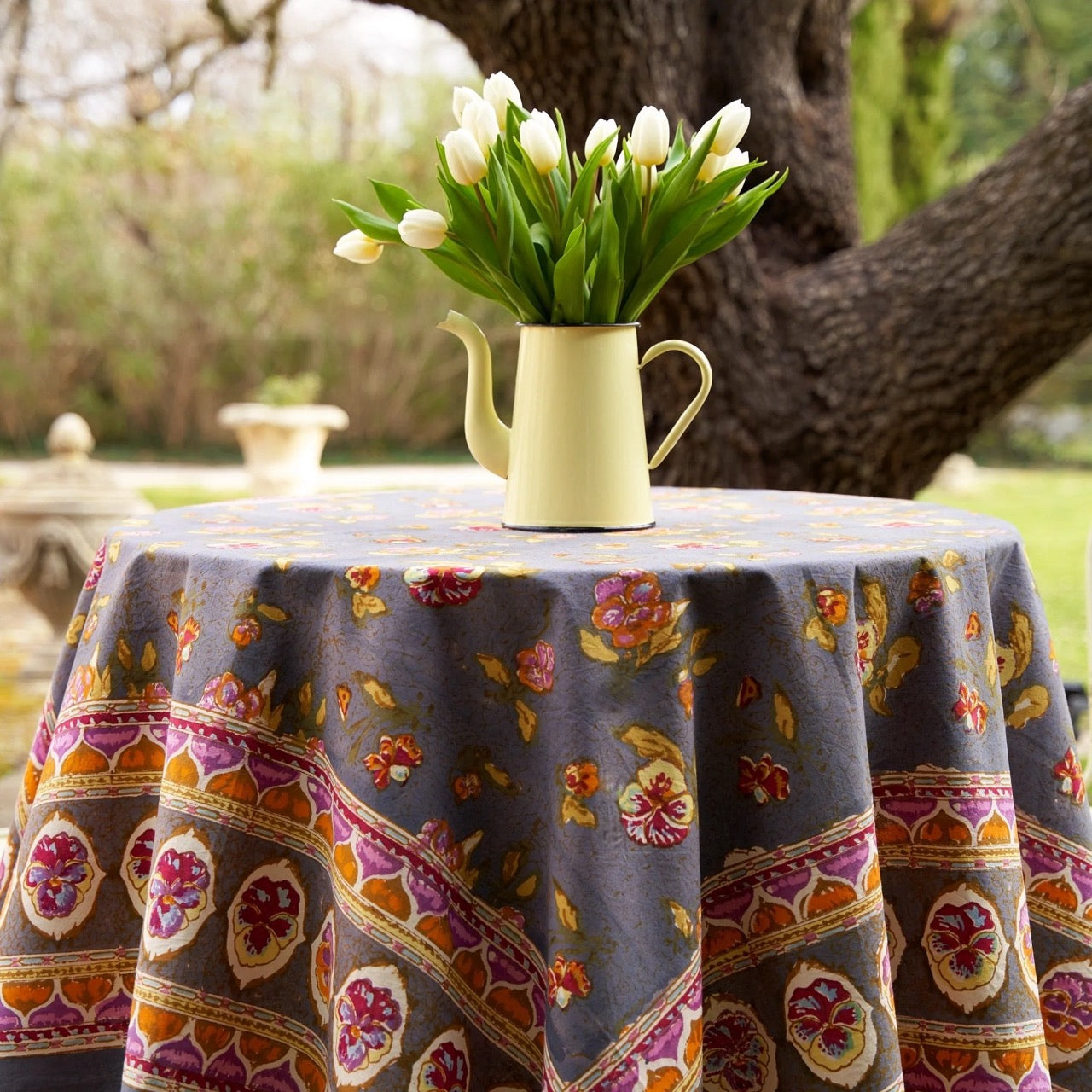 French Tablecloth Pansy Red & Grey - Out of Stock