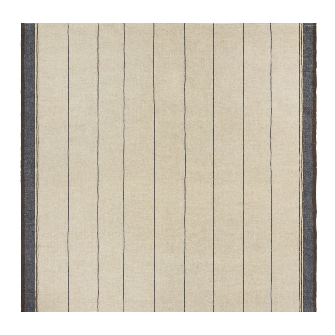 Rectangular area rug with vertical striped pattern on a white background