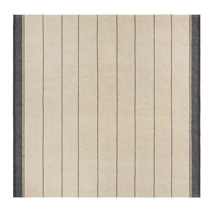 Rectangular area rug with vertical striped pattern on a white background