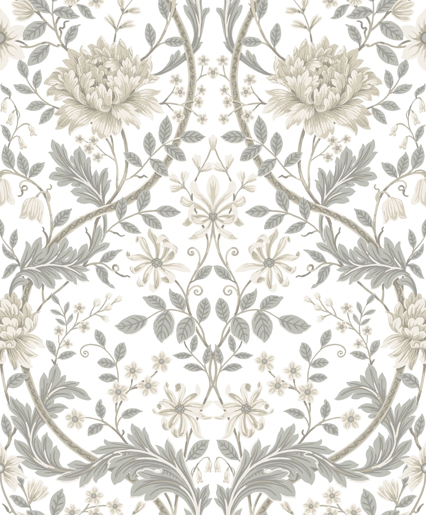 Sutton Honeysuckle Floral Damask Unpasted Wallpaper