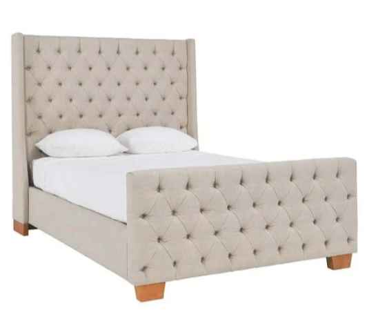 Laurent Tufted Bed Eastern King in Natural-discontinued