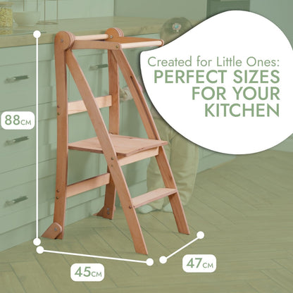 Learning Tower: Foldable Step Stool for Kids & Toddlers - Beige