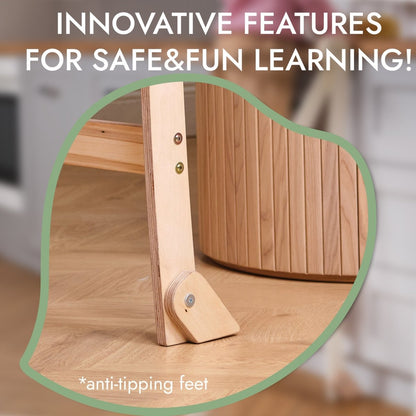 Learning Tower: Foldable Step Stool for Kids & Toddlers - Beige