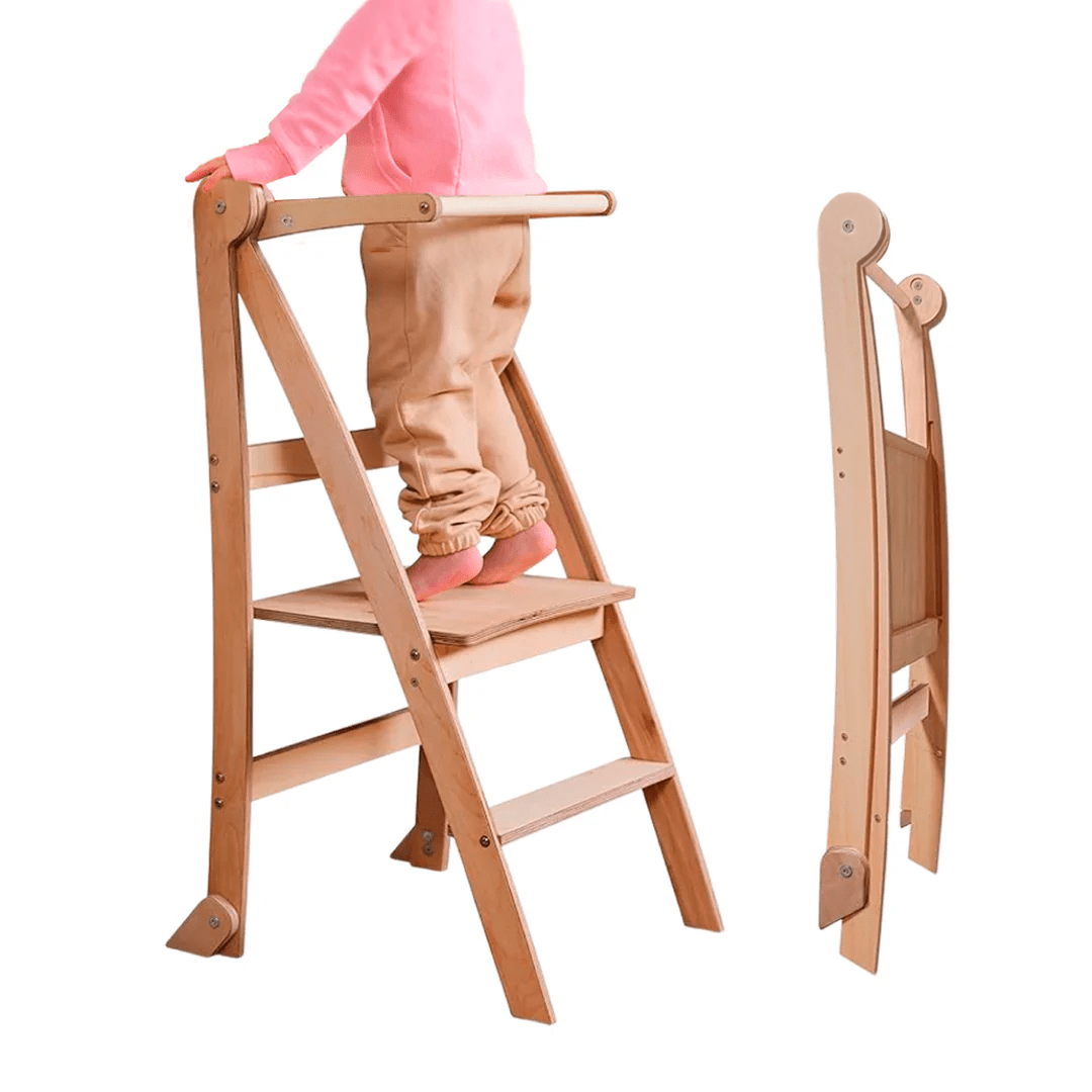 Learning Tower: Foldable Step Stool for Kids & Toddlers - Beige