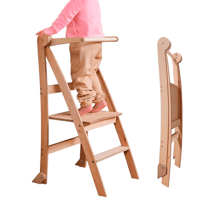 Learning Tower: Foldable Step Stool for Kids & Toddlers - Beige