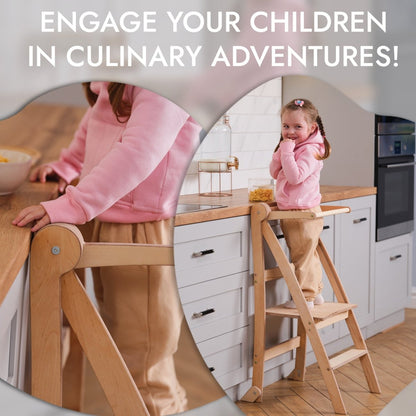 Learning Tower: Foldable Step Stool for Kids & Toddlers - Beige