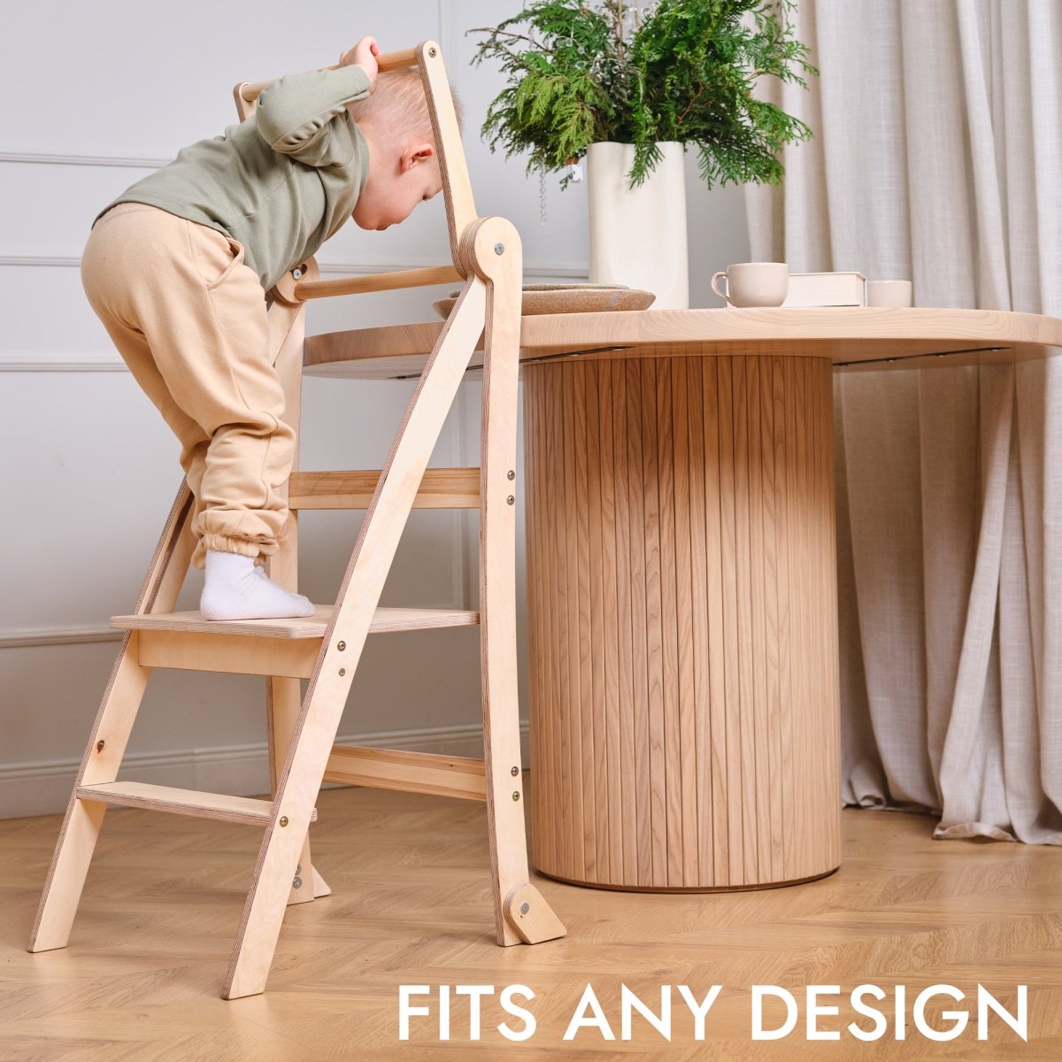 Learning Tower: Foldable Step Stool for Kids & Toddlers - Beige