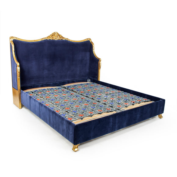 Georgia Queen Bed In Blue Velvet by Zentique